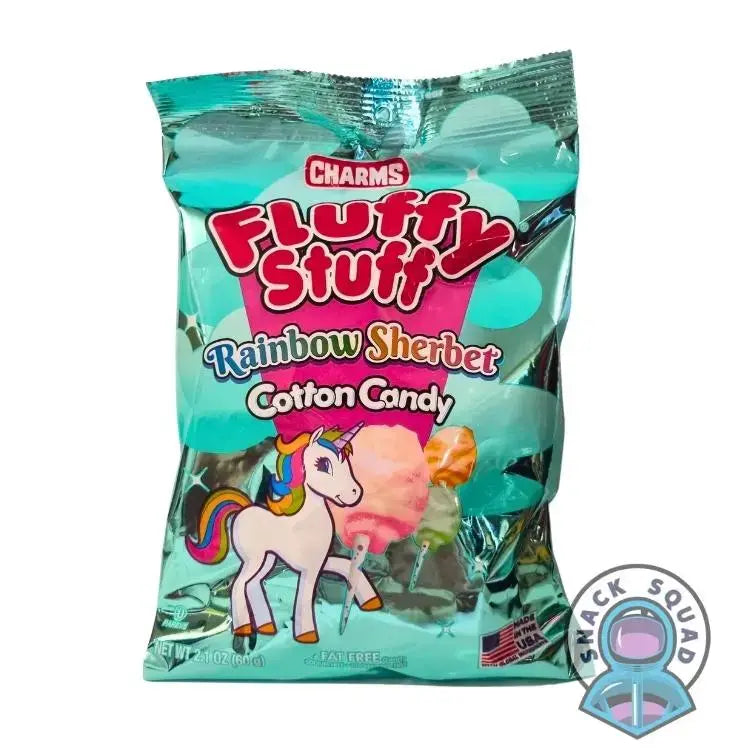 Charms Fluffy Stuff Rainbow Sherbet Cotton Candy 60g Snack Squad